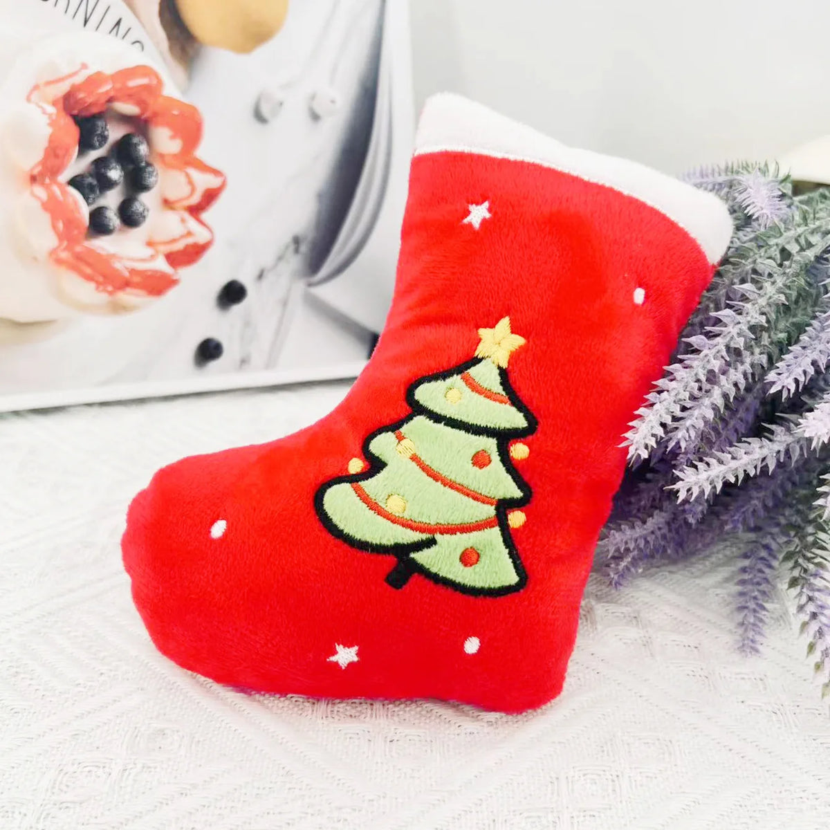 Christmas Stocking Plush Sound Toy No Bite Teething Boredom Relief Squeaky Stuffed Gift For Dog Puppy Pets Holiday Interactive