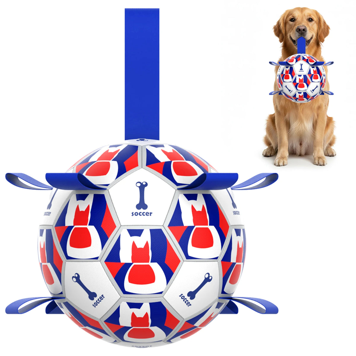 Premium 6-Inch Dog Soccer Ball with Handles Chew Resistant Durable Herding Ball for Small/Medium Dogs Training And Outdoor Play