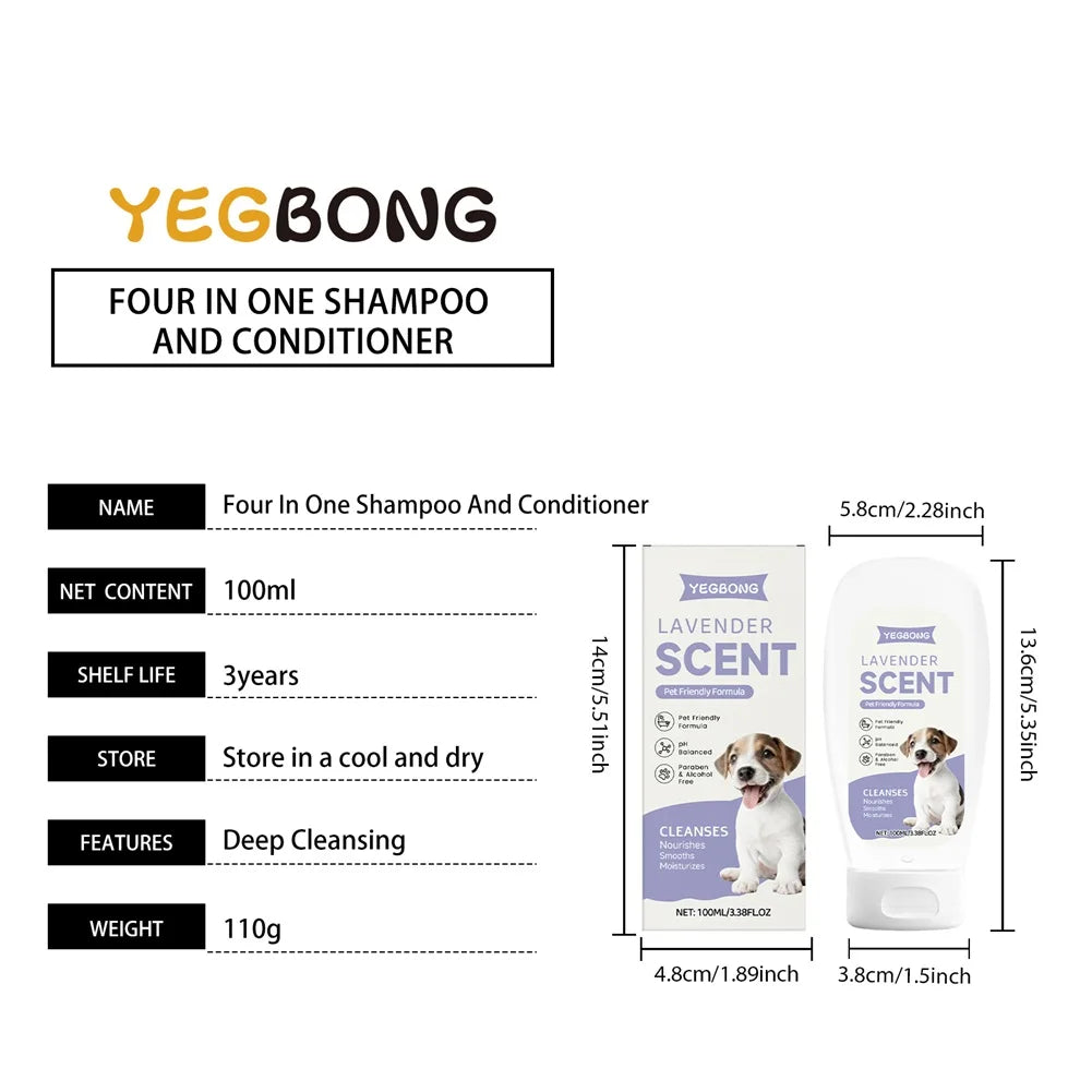 4 In 1 Dog Shampoo Conditioner Itchy Skin Oatmeal And Aloe Soothing Grooming Long-Lasting Freshness Odor Control Cleaning