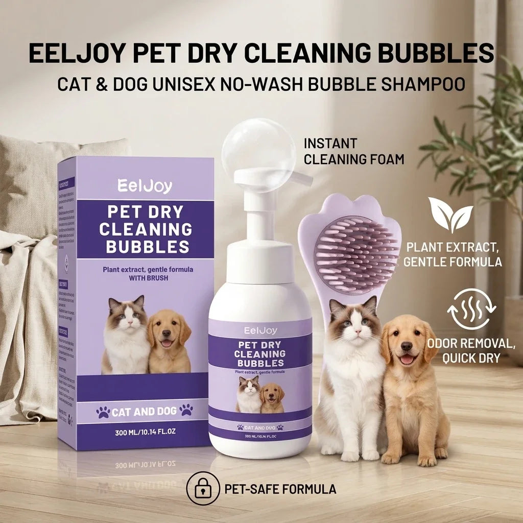 Pet Dry Cleaning Bubble Shampoo Kit Removing Stains Soothing Hair Eliminate Odor Long-Lasting Fragrance Dogs & Cats Foam Shampoo