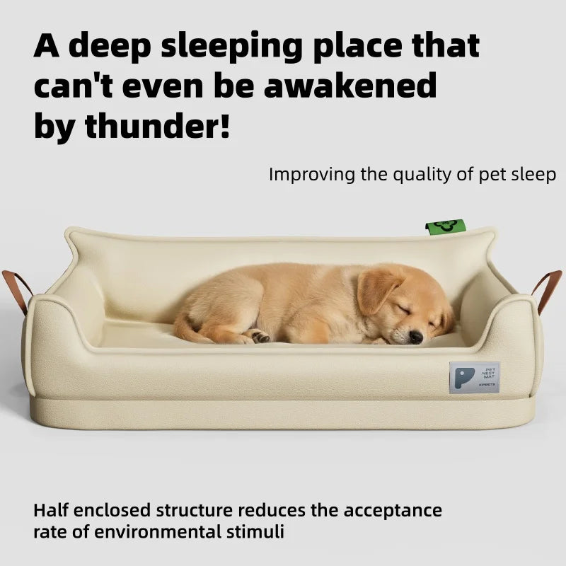 Comfortable Leather Dog Bed Sofa Detachable Rectangle Pet Bed Waterproof Non Slip Bottom Machine Washable For Large Medium Dogs