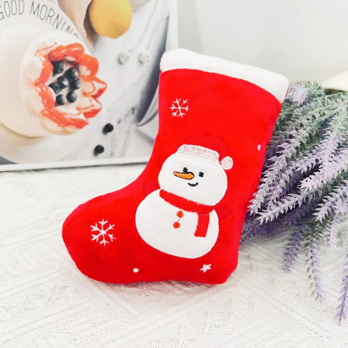 Christmas Stocking Plush Sound Toy No Bite Teething Boredom Relief Squeaky Stuffed Gift For Dog Puppy Pets Holiday Interactive