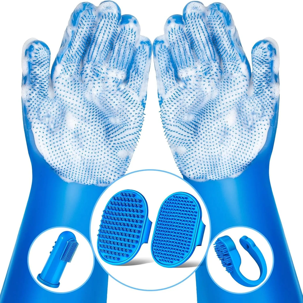 6PCS Pet Grooming Kit for DogsCats  Dog Washing Gloves Bath Brush Bath Gloves Shampoo Brush Pet Grooming Gloves Bath Supplies