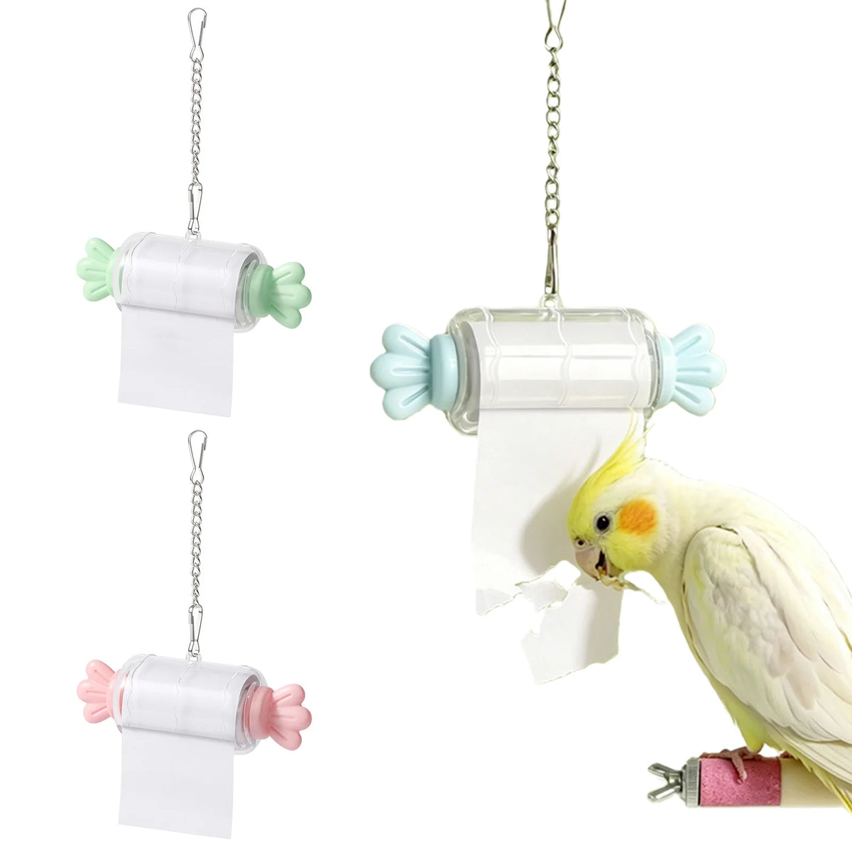 Parrot Shredding Toys Hangable Candy Shape Fun Shredder Parakeet Toys For Cage For Enrichment Play Chewing Cockatiel Conure