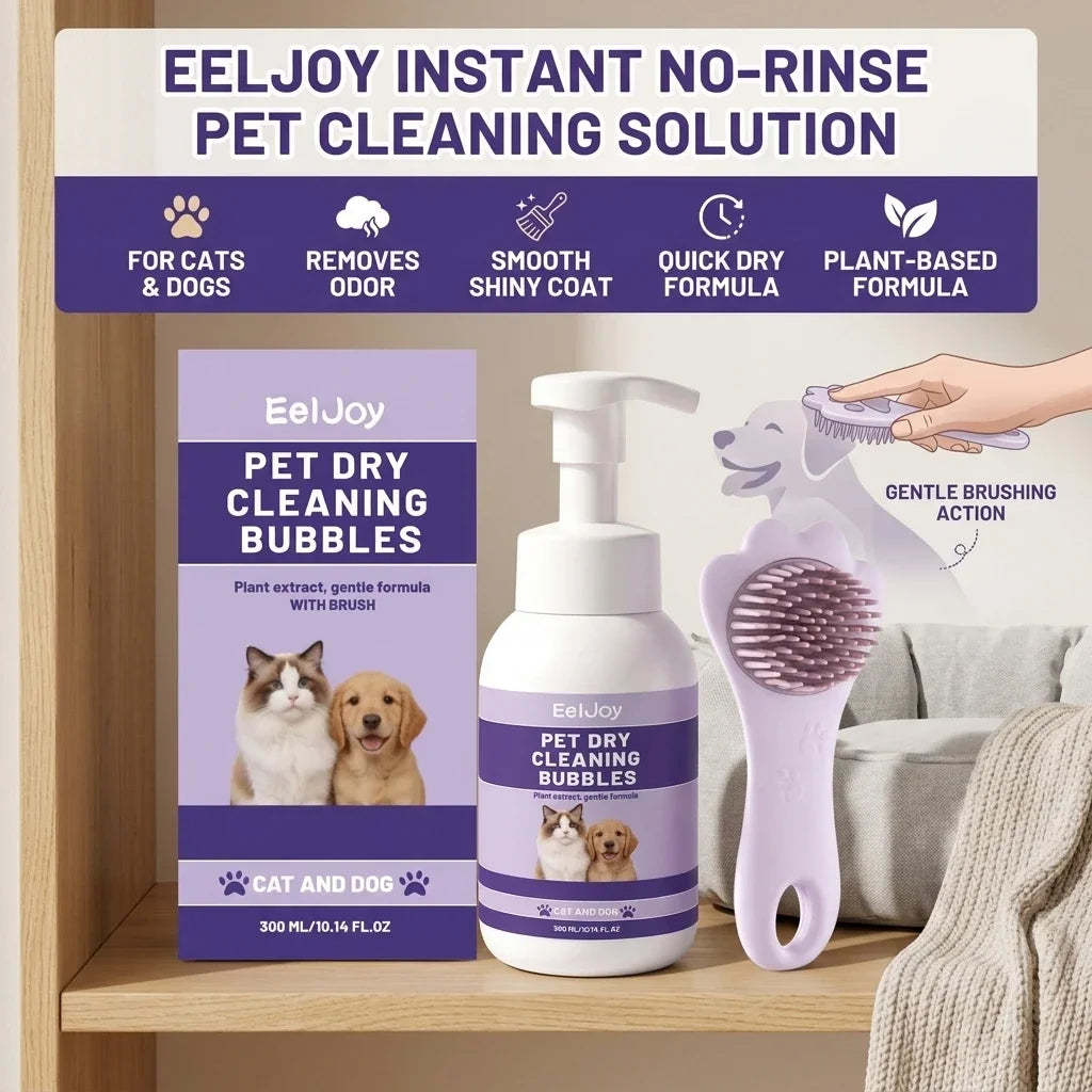 Pet Dry Cleaning Bubble Shampoo Kit Removing Stains Soothing Hair Eliminate Odor Long-Lasting Fragrance Dogs & Cats Foam Shampoo