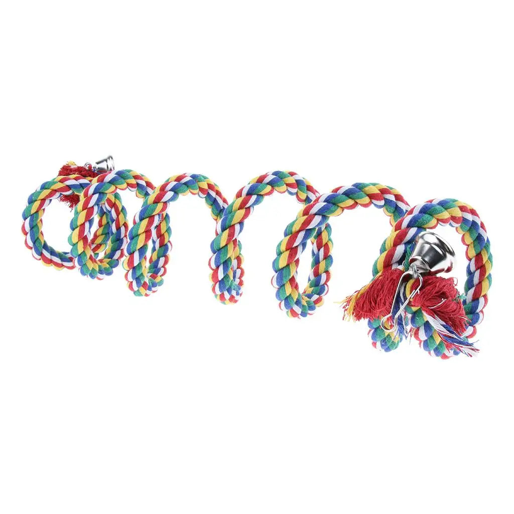 Bird Parrot Spiral Climbing Rope Chew Toy Cotton Perch Cage Platform for Small Large Birds