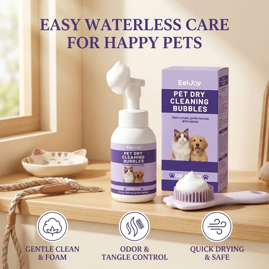 Pet Dry Cleaning Bubble Shampoo Kit Removing Stains Soothing Hair Eliminate Odor Long-Lasting Fragrance Dogs & Cats Foam Shampoo