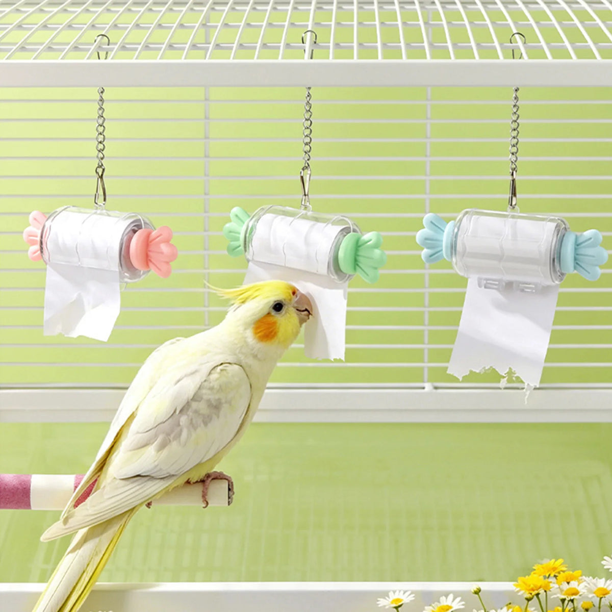 Parrot Shredding Toys Hangable Candy Shape Fun Shredder Parakeet Toys For Cage For Enrichment Play Chewing Cockatiel Conure