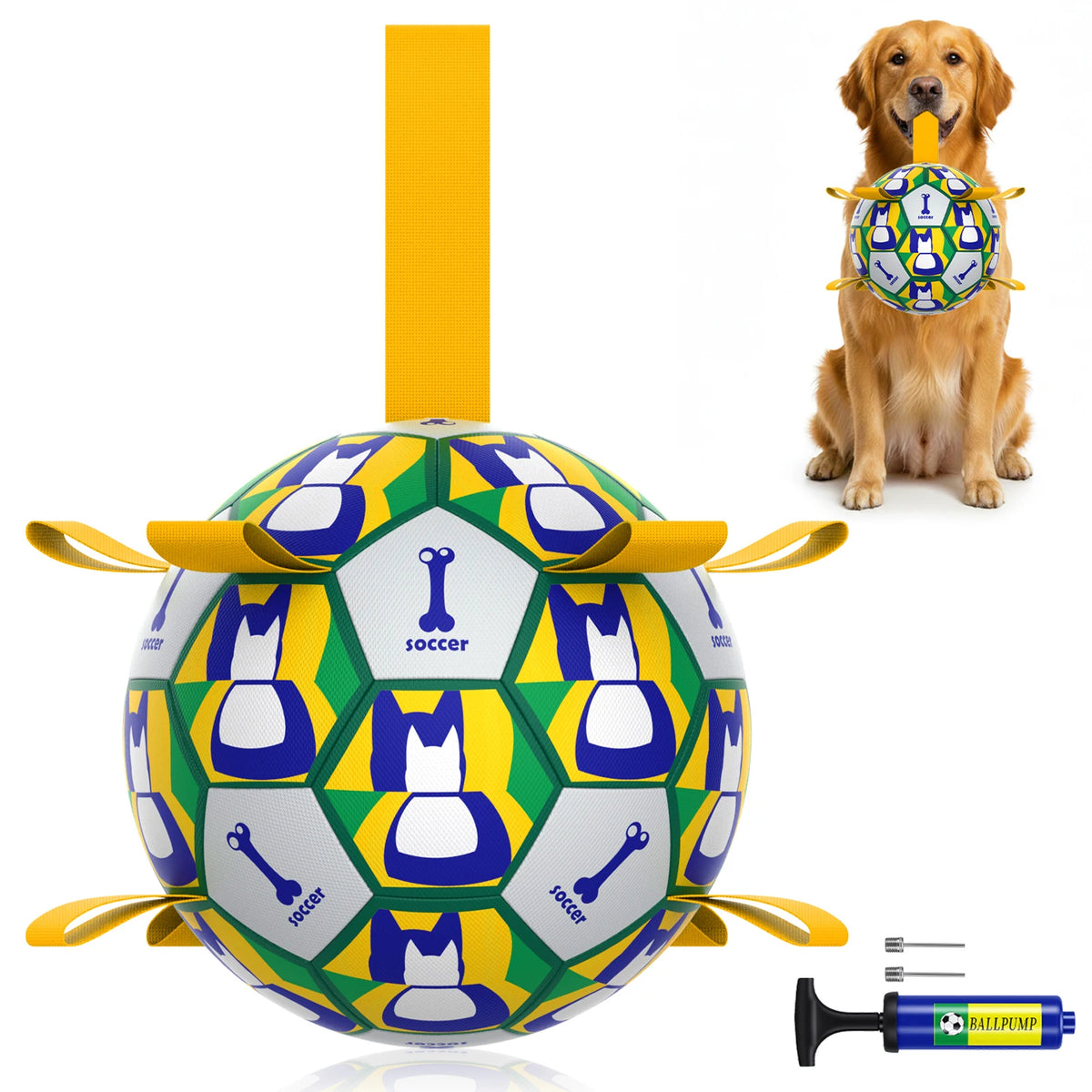 Premium 6-Inch Dog Soccer Ball with Handles Chew Resistant Durable Herding Ball for Small/Medium Dogs Training And Outdoor Play