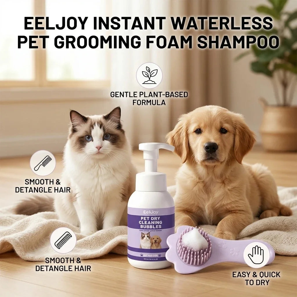 Pet Dry Cleaning Bubble Shampoo Kit Removing Stains Soothing Hair Eliminate Odor Long-Lasting Fragrance Dogs & Cats Foam Shampoo