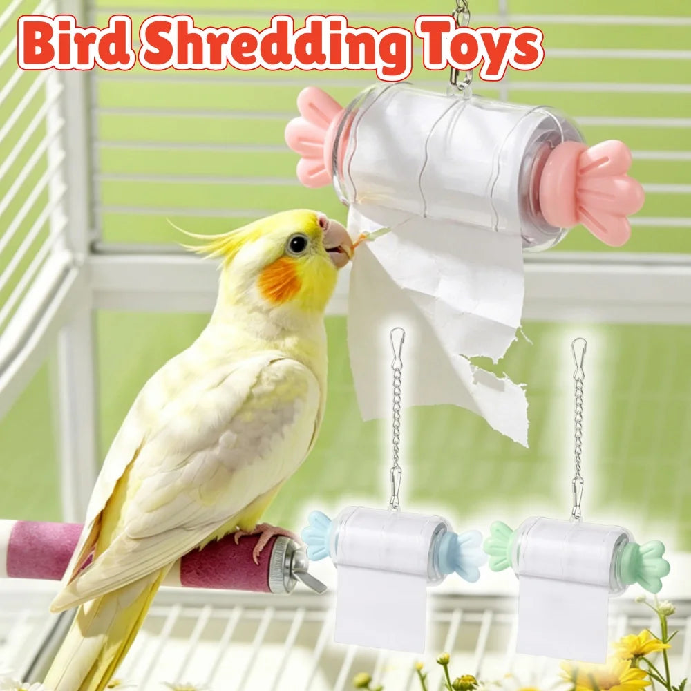 Parrot Shredding Toys Hangable Candy Shape Fun Shredder Parakeet Toys For Cage For Enrichment Play Chewing Cockatiel Conure