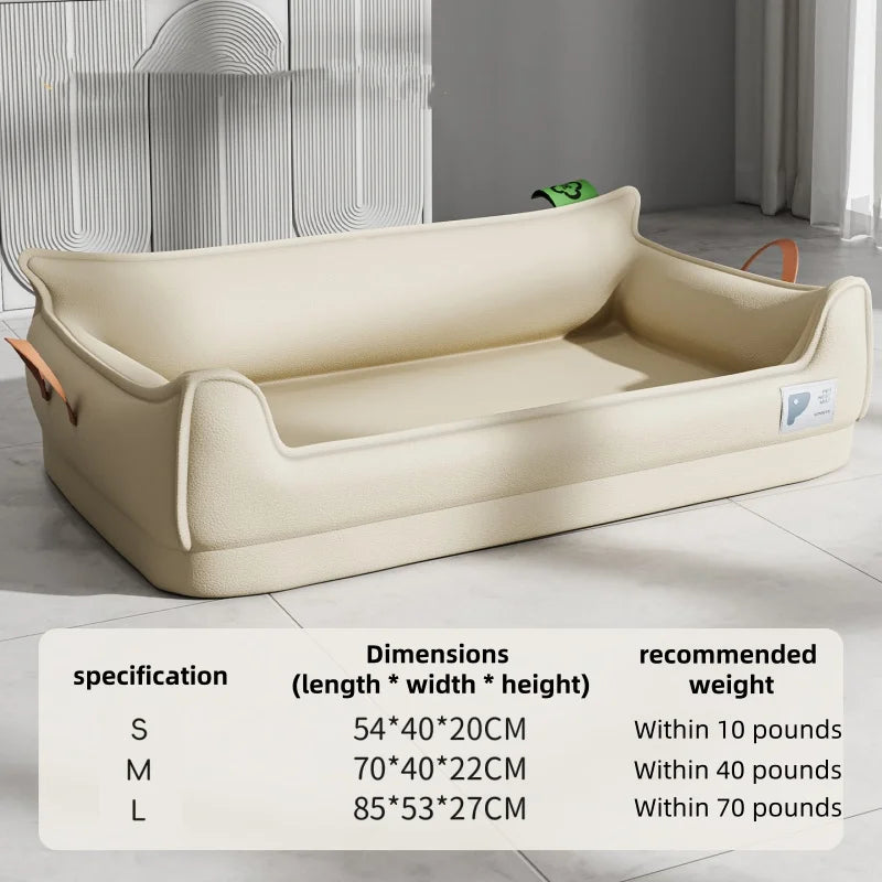 Comfortable Leather Dog Bed Sofa Detachable Rectangle Pet Bed Waterproof Non Slip Bottom Machine Washable For Large Medium Dogs