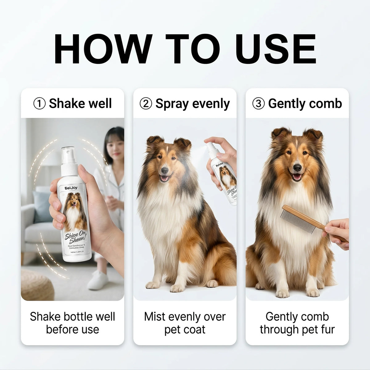 Pet Detangler Spray Anti Static Loosen Knots Eliminate Odor Nourish Fur Coat Soft Enhance Coat Luster Dogs Cats Fur Care Spray