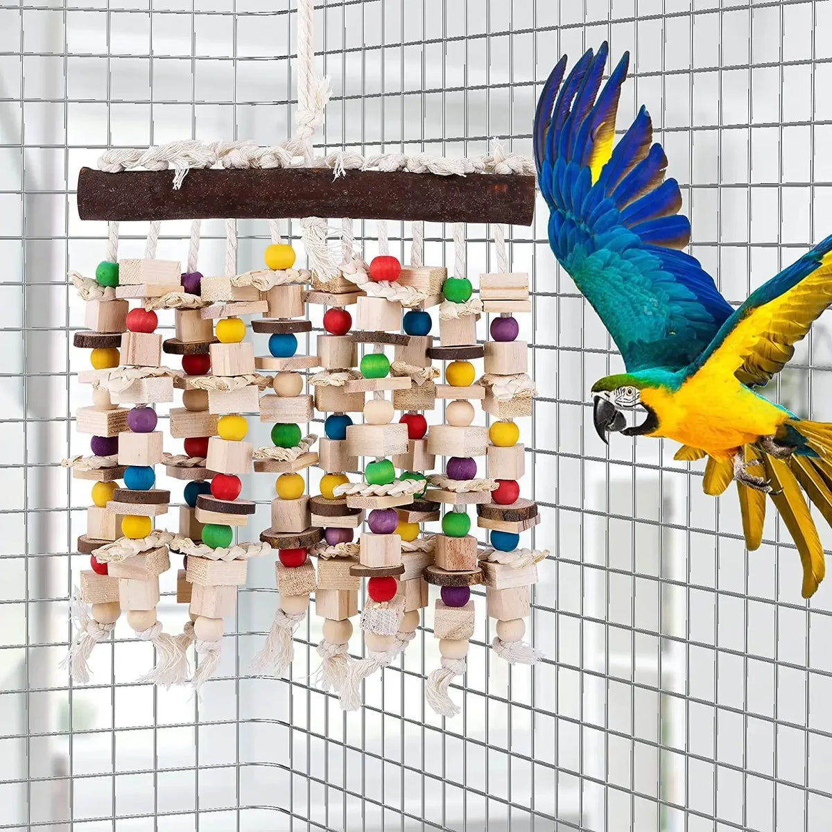 Large Bird Parrot Chewing Toy Multicolored Natural Wooden Bird Parrot Climb Toys For Large Macaws Cokatoos African Parrots