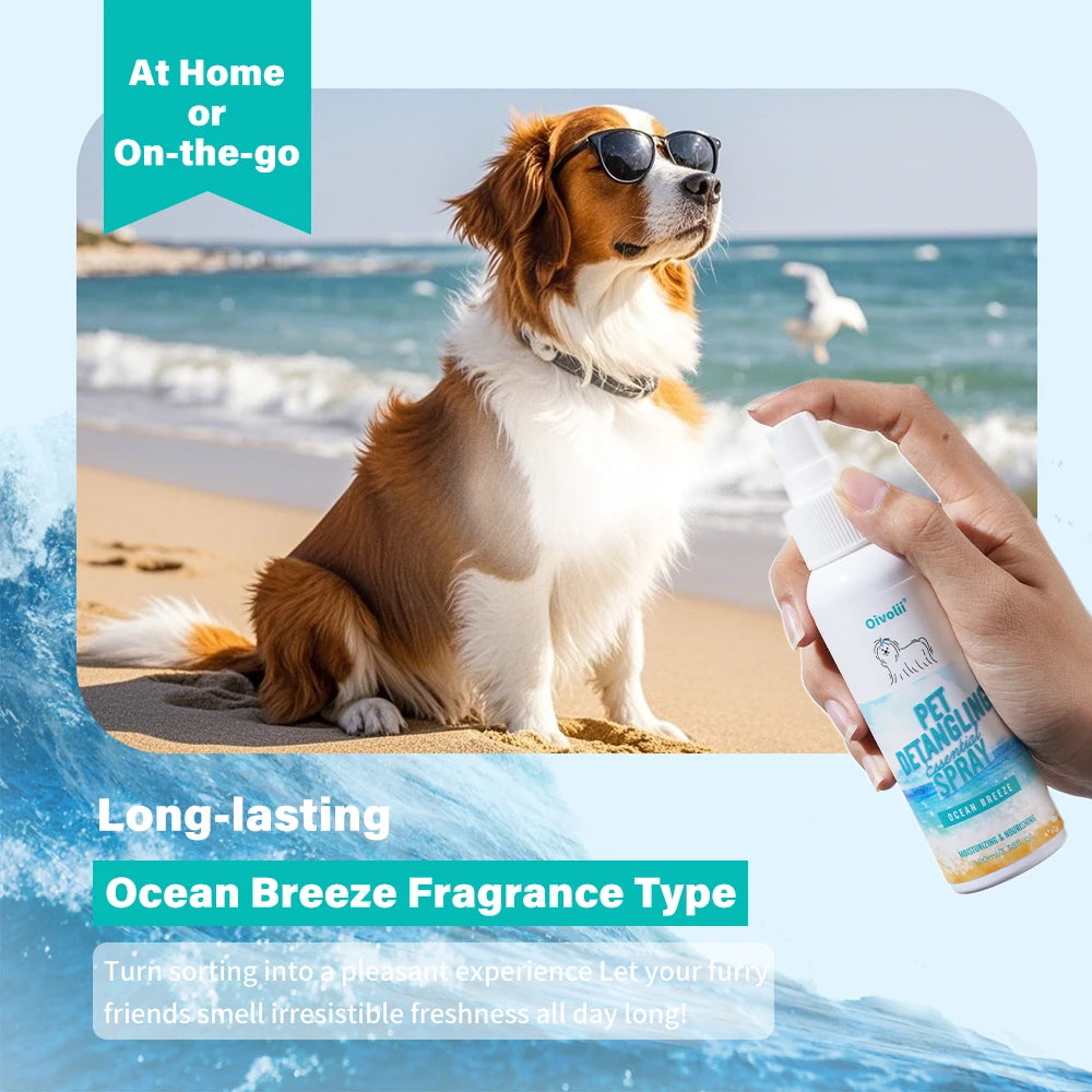 Pet Detangling Spray Leave-In Conditioner For Dogs Cats Matted Fur Knot Remover Soft Shiny Coat Deodorizer Grooming Care