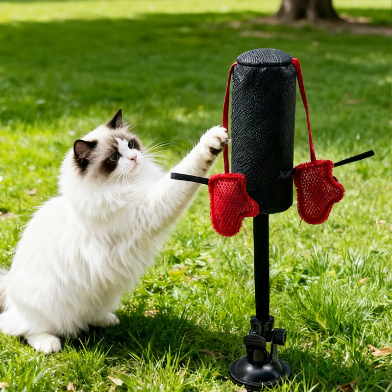 Cat Punching Bag Toy with Boxing Gloves, Suction Cup Spring Interactive Kitten Toy, Self‑Entertainment Boredom Relief Pet Toy