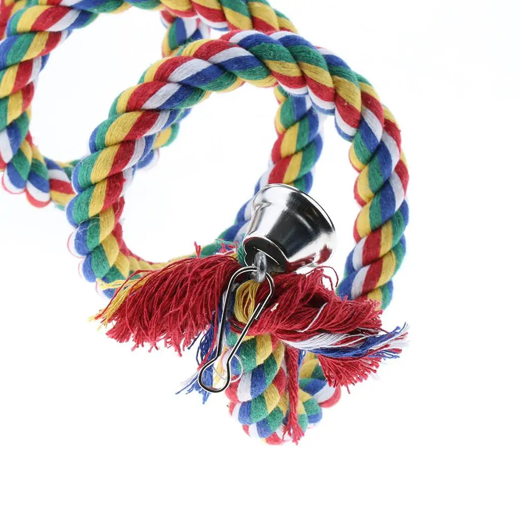 Bird Parrot Spiral Climbing Rope Chew Toy Cotton Perch Cage Platform for Small Large Birds