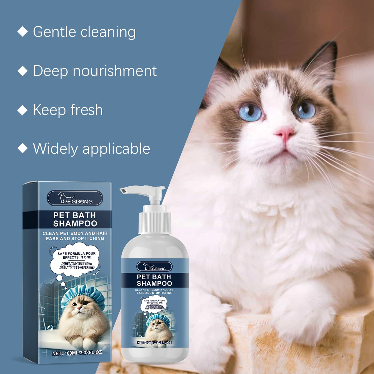 Pet Shampoo Mild Non-Irritating Anti-Mite Deodorizing Deep Cleansing Moisturizing Cats Dogs Hair Care Odor Reducing Shower Gel