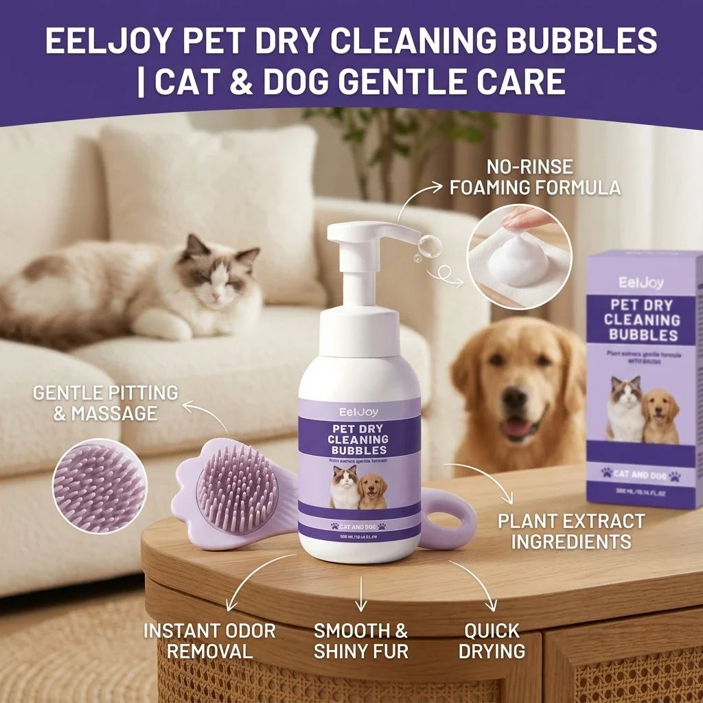 Pet Dry Cleaning Bubble Shampoo Kit Removing Stains Soothing Hair Eliminate Odor Long-Lasting Fragrance Dogs & Cats Foam Shampoo