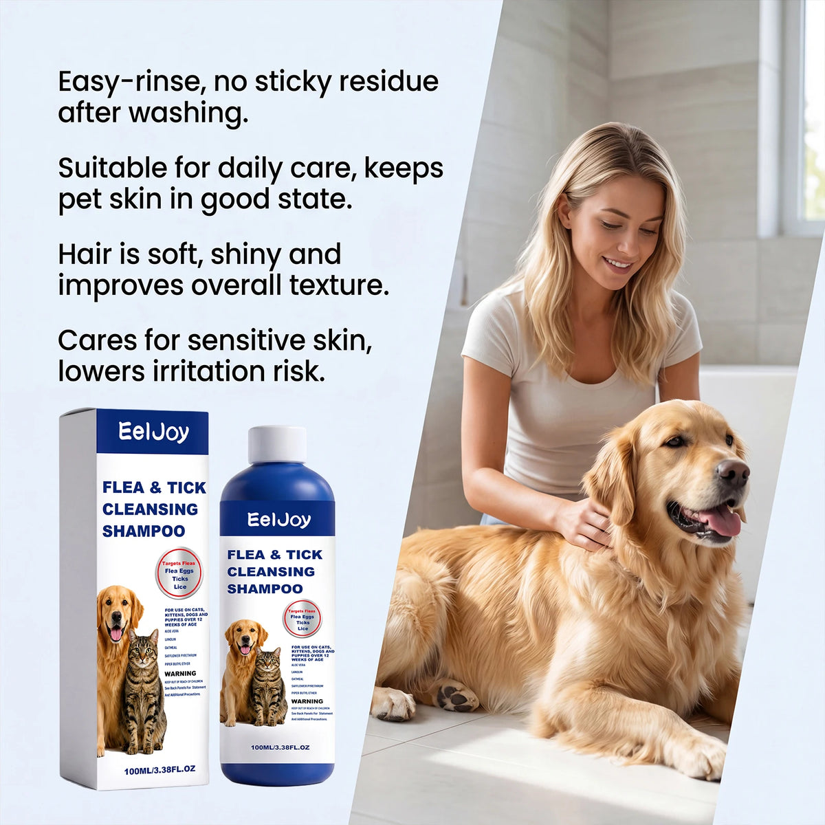 Pet Flea Tick Lice Removal Shampoo Deep Cleansing Dander Removing Deodorizing Anti-Itch Anti-Parasite Dog Cat Bath Shampoo 100ml