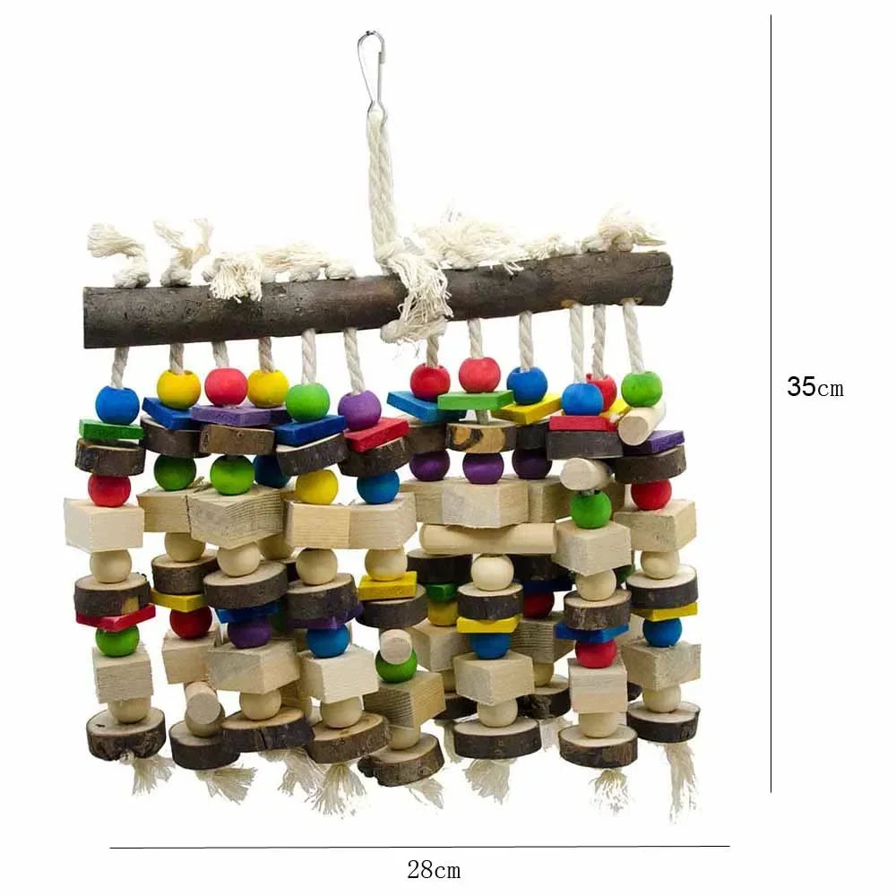 Large Bird Parrot Chewing Toy Multicolored Natural Wooden Bird Parrot Climb Toys For Large Macaws Cokatoos African Parrots