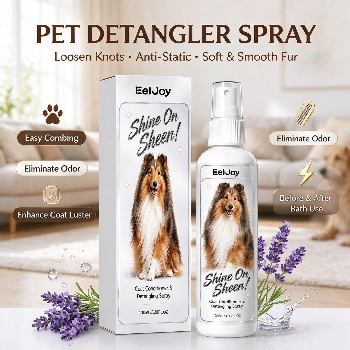Pet Detangler Spray Anti Static Loosen Knots Eliminate Odor Nourish Fur Coat Soft Enhance Coat Luster Dogs Cats Fur Care Spray