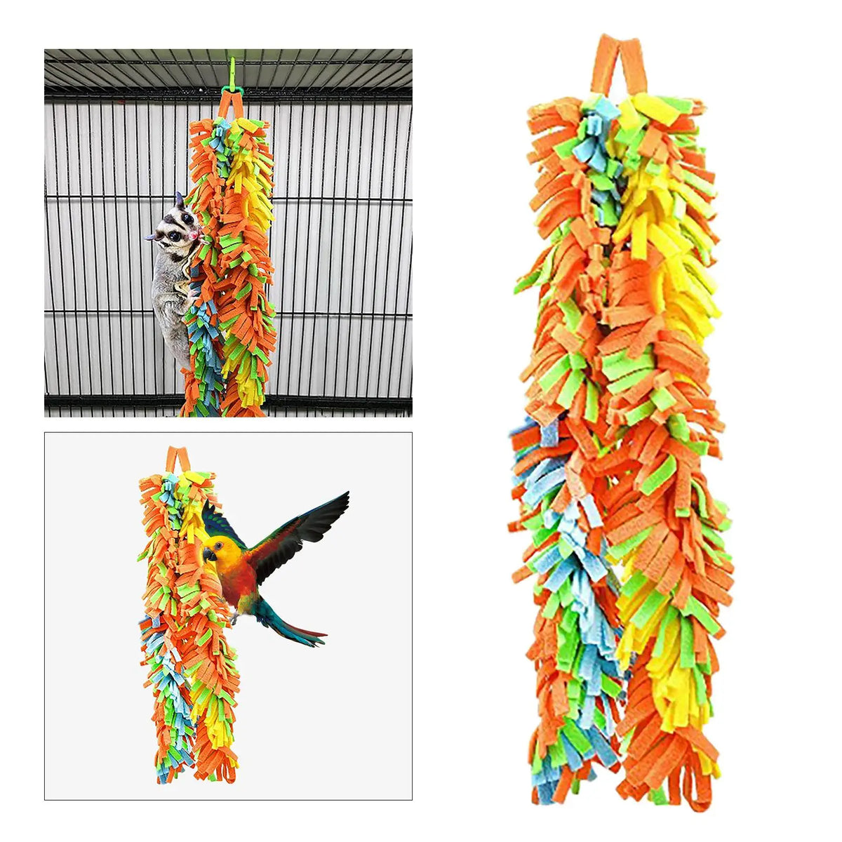 Parrot Knotted Rope Chew Toy Hanging Bird Cage Accessories Multicolor Cloth Supplies for Finch Conure Cockatiel