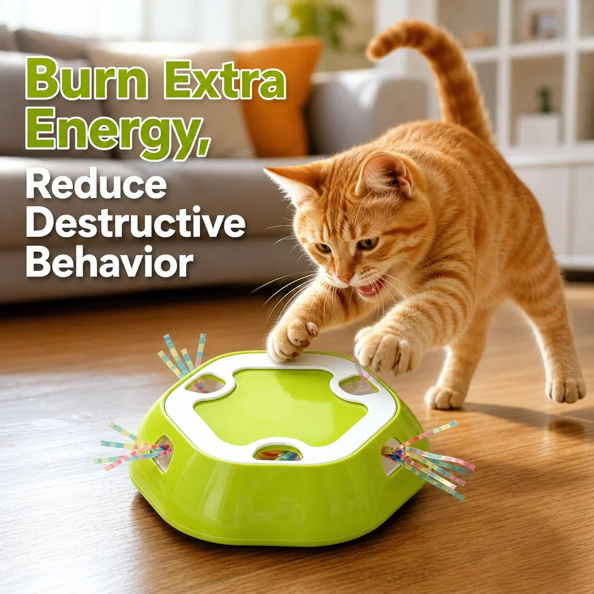 Electric Cat Whack‑A‑Mole Toy 6 Holes Automatic Pop‑Up Tassel Interactive Pet Toy Self Play Entertainment for Indoor Cats