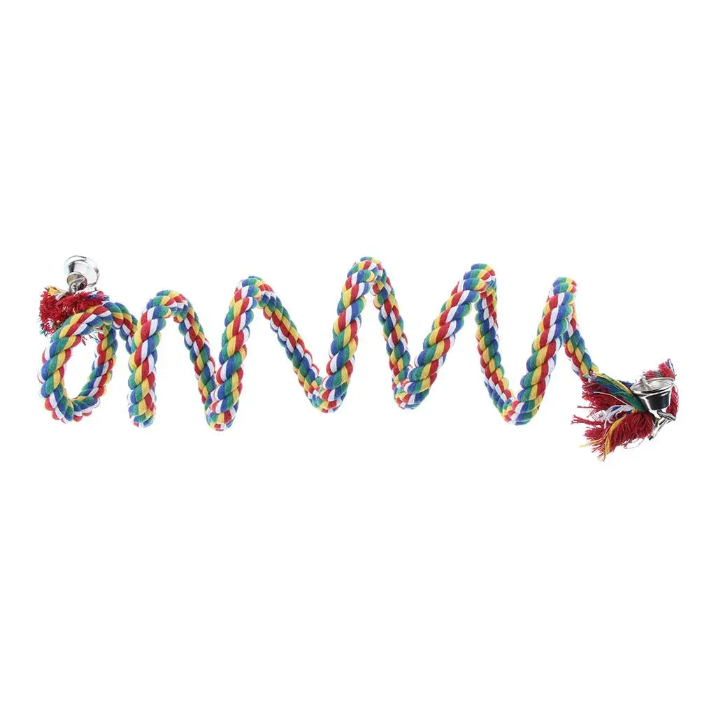 Bird Parrot Spiral Climbing Rope Chew Toy Cotton Perch Cage Platform for Small Large Birds
