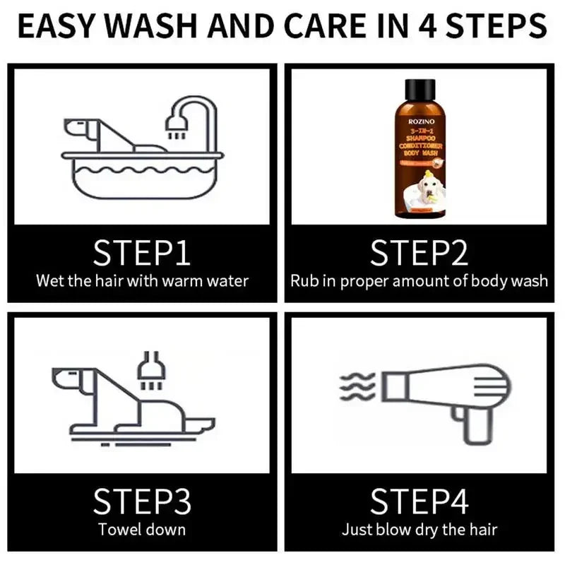 Pet Aromatherapy Body Wash 3 in 1 Coconut Flavour Stain Odor Eliminator Tearless Moisturizer Dog Shampoo And Conditioner