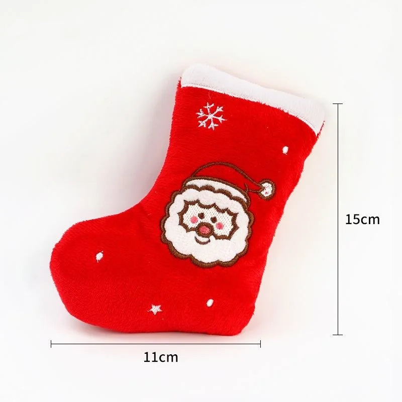 Christmas Stocking Plush Sound Toy No Bite Teething Boredom Relief Squeaky Stuffed Gift For Dog Puppy Pets Holiday Interactive