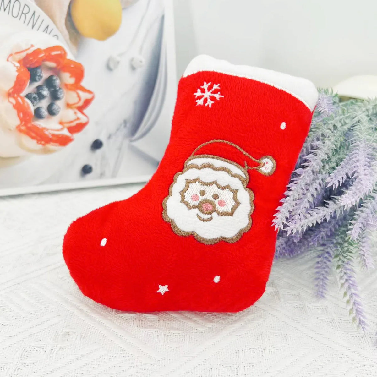 Christmas Stocking Plush Sound Toy No Bite Teething Boredom Relief Squeaky Stuffed Gift For Dog Puppy Pets Holiday Interactive