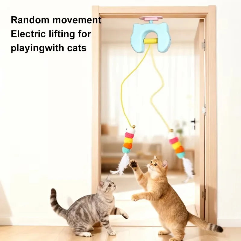 New Type Of Electric Cat Toy with 2 Ropes Smart Hanging Door Auto Swing Feather Toy A Self-entertainment And Cat-teasing Wonder